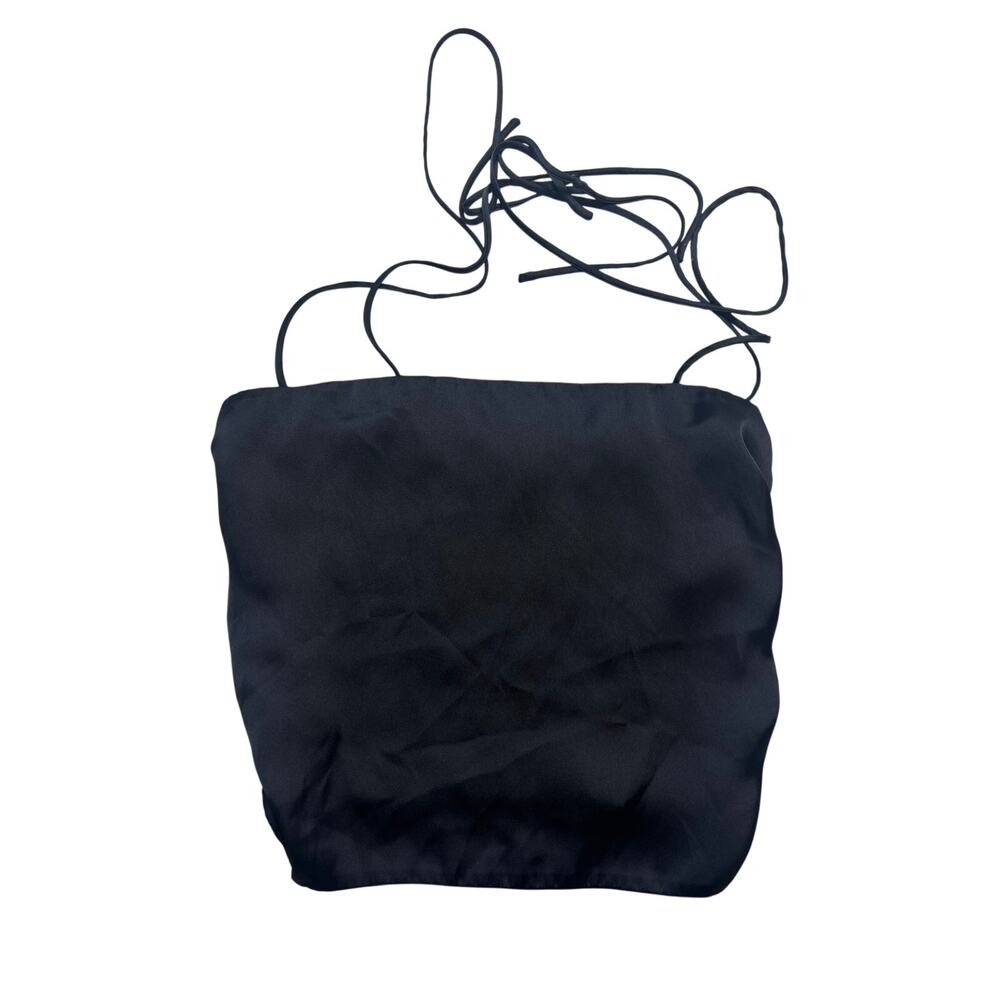 Urban Outfitters Black Satin Smocked Tube Top S - Picture 2 of 6